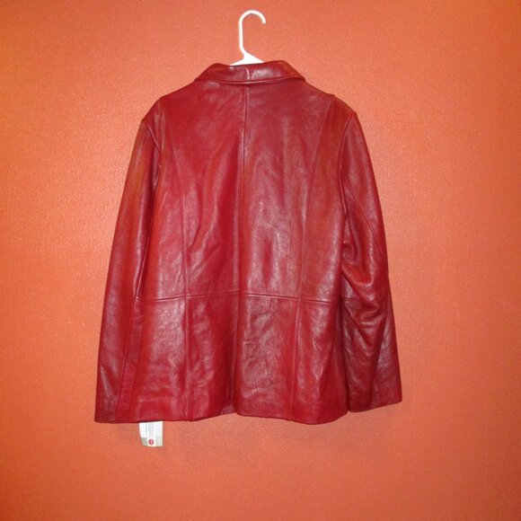 Wilson NEW Woman 1X Large Red Full Zip Pockets Luxury Italian Leather Jacket - Picture 5 of 12